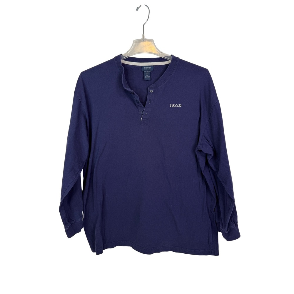 IZOD Pajama Top Sleepwear Mens XL Henley Shirt Long Sleeve Cotton